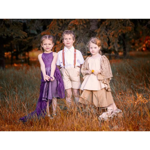 Matching Sister brother wedding vintage boho Grow shorts & dress new - Picture 4 of 4